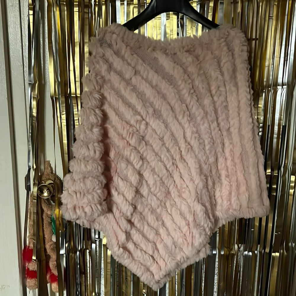 Black Rivet Rabbit Fur drape, shawl